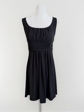 Black Fit & Flare Mini Dress | Ruched Waist | Classic LBD | Size M